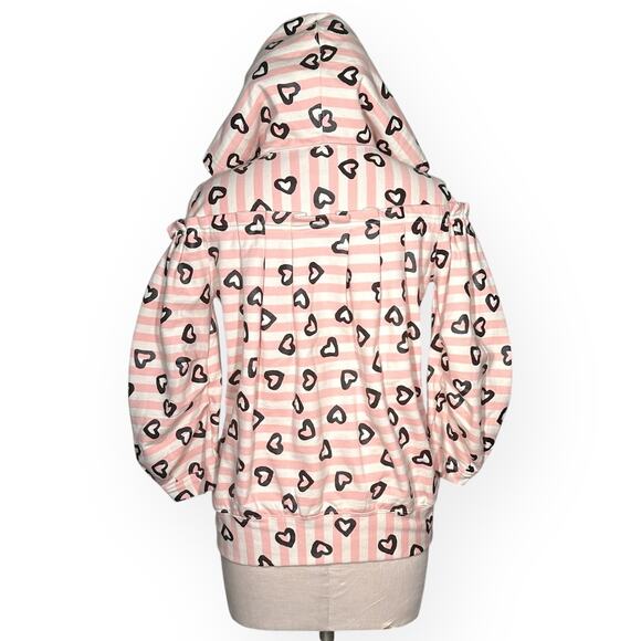Rare MARC JACOBS Zip Hoodie Pleated Jacket Striped Heart Gorpcore Pink Whimsical - Picture 8 of 13
